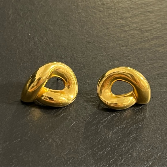 Maxine Denker Gold Tone Marked Statement Post Earrings - Picture 1 of 8